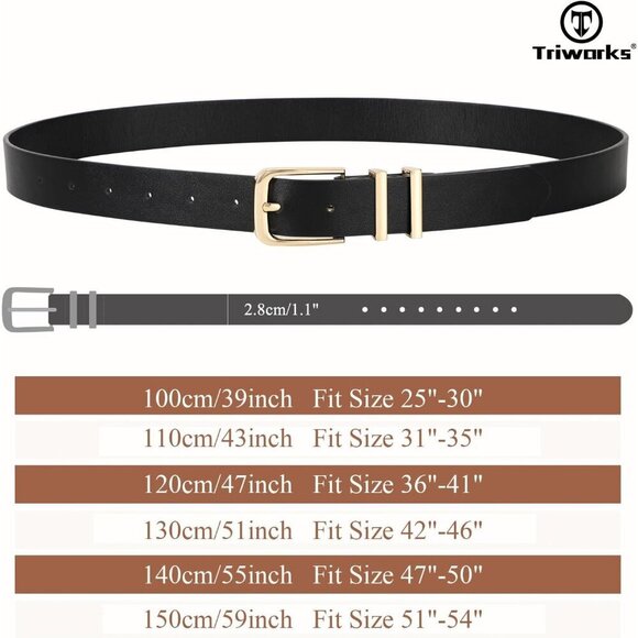 Women Belts Leather 3 Pack Adjustable Classic Black Brown Beige Fashion